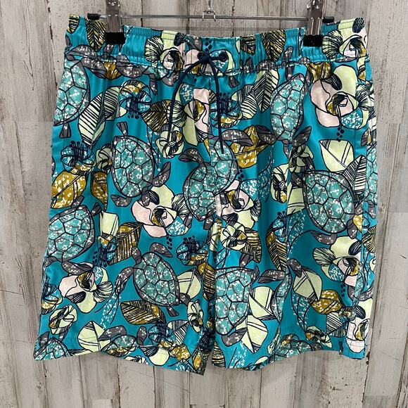 Tea Collection Turtle Print Lined Swim Trunks Mens Family Matching Small - Picture 1 of 6